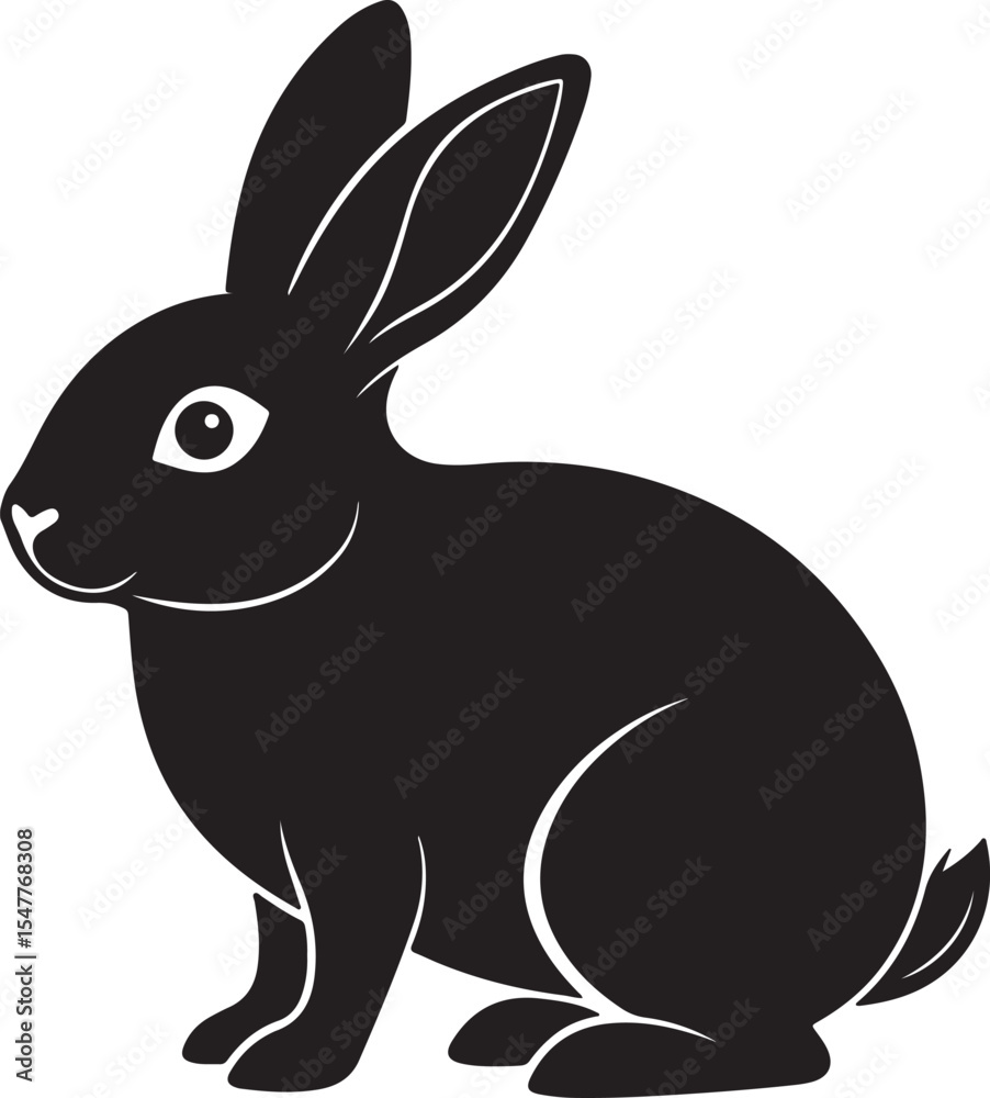 Obraz premium Rabbit black silhouette vector art