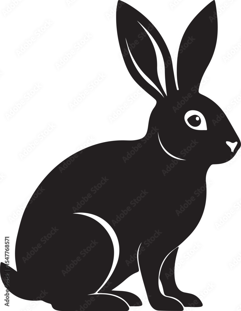 Obraz premium Rabbit black silhouette vector art