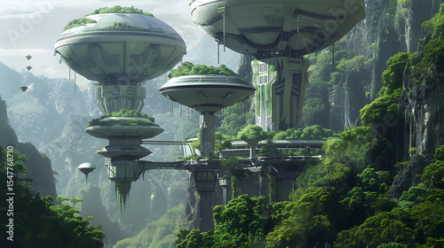 A photo of a futuristic landscape featuring, Environment Impact Futuristic