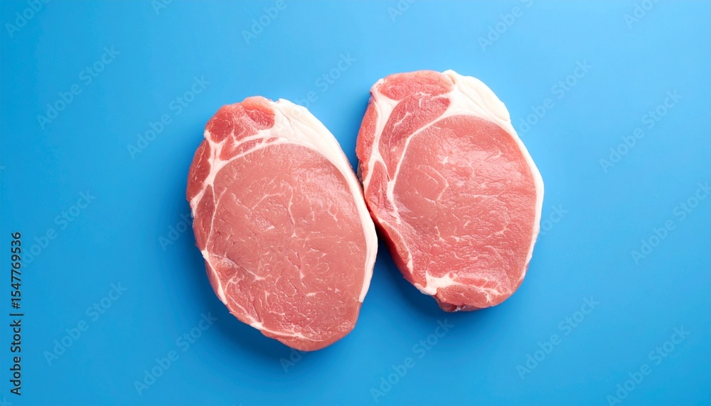 raw beef steak on blue background raw beef steak on blue background