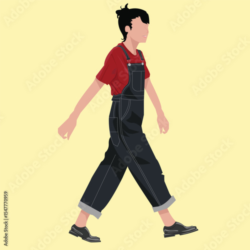 A young girl in a cheerful gait