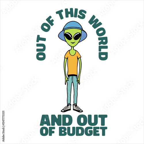 Funny Urban Alien With Human Fashion Illustration