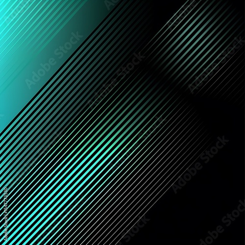 Diagonal Turquoise and Black Gradient Background with Line Patterns