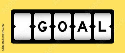 Black color in word goal on slot banner with yellow color background
