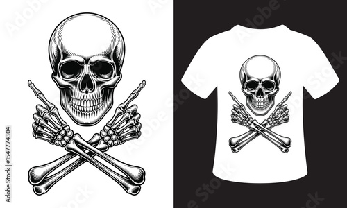 t shirt design on skeleton