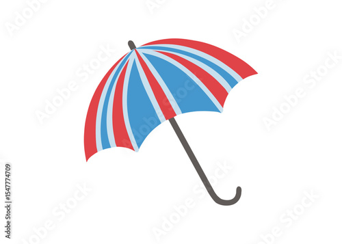 Vector illustration of an umbrella with the colors of the British flag. Cute umbrella illustration, highlighted on a white background. Cartoon clipart.