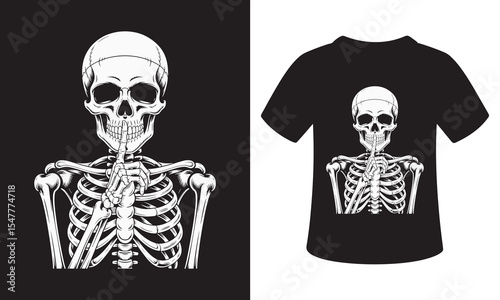 t shirt design on skeleton