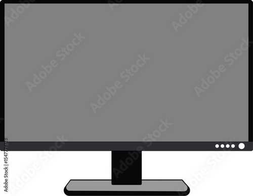 Flat Style Computer Monitor Icon – Black Desktop Display Vector