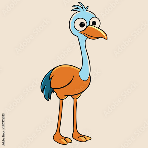 Ostrich cartoon illustration Vector