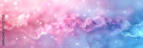 Dreamy Pink and Blue Gradient Background with Wavy Abstract Lines