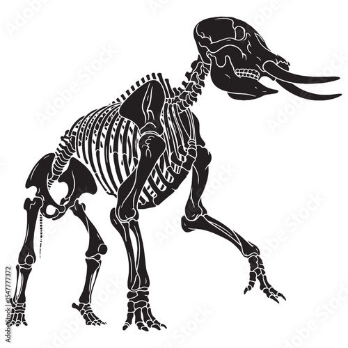 A gentle titan in skeletal frame – Elephant skeleton silhouette paired with elegant Elephant skeleton vector – Elephant skeleton illustration

