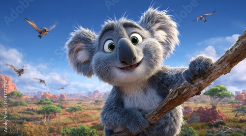 Adorable Koala Bear in Australian Outback Stunning 3D Animation