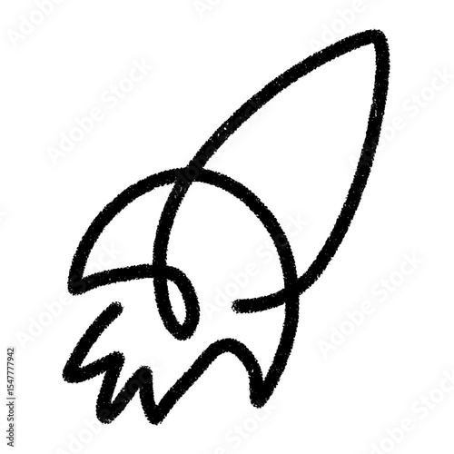 Rocket Line Drawing Minimal Illustration for Space or Launch Concept in One Line Art