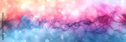 Dreamy Pink and Blue Gradient Background with Wavy Abstract Lines