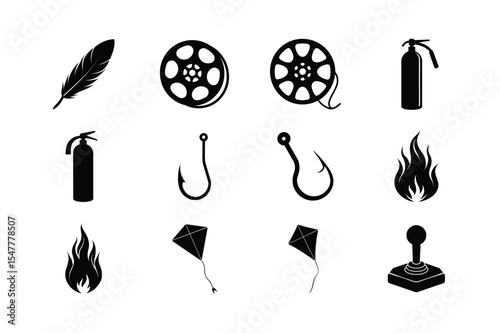 Stylish compilation of medley icon shapes set Silhouette Vector illustration