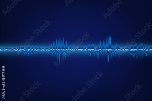 Audio soundwave visualization on dark blue background
