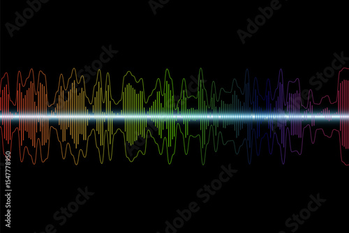 Colorful audio waveform spectrum on black background