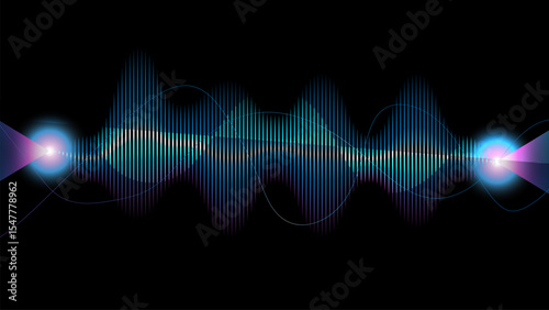 Blue digital soundwave visualization on black background