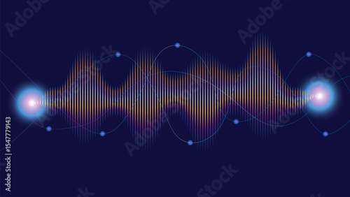 Digital sound wave audio visualization with glowing effect