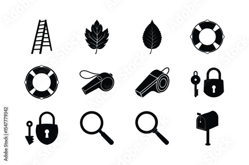 Designers bundle of popular random icons pack Silhouette Vector illustration
