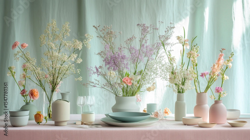 Soft pastel hues create a serene backdrop, enhancing the understated beauty and natural elegance of the eco-conscious stationery collection with subtle charm and thoughtful design.