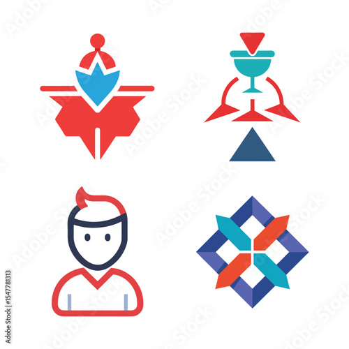 Task Manager Icon Collection – Abstract Flat Logo Design in Solid Colors