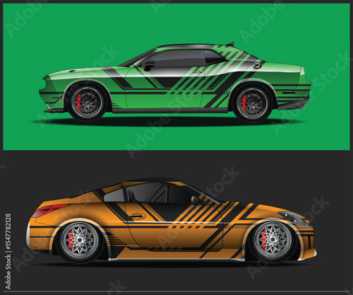 Custom Car Wrap Designs Green and Gold Sports Cars