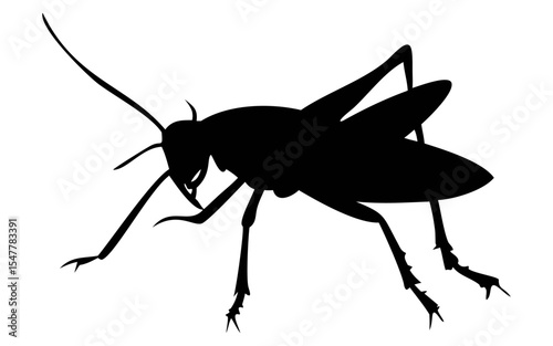A grasshopper full black silhouette vector illustration design