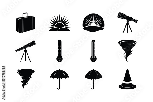 Assorted graphic icons for versatile design use Silhouette Vector illustration
