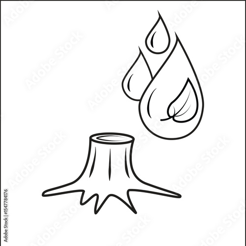 Waterdrop icon, botanical vector, root icon 