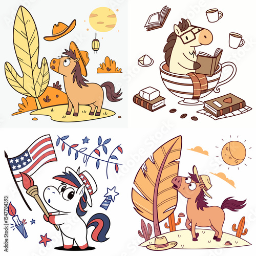 High-Quality horses Illustrations in Various Styles – SVG Bundle