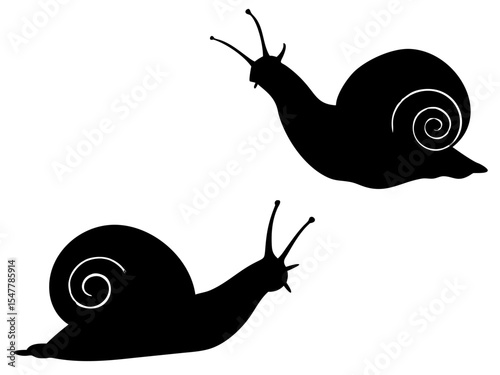 Set of snail full black silhouette vector illustration design