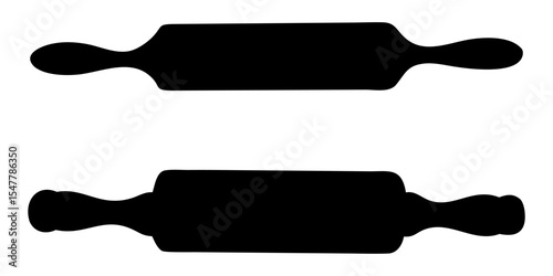 Set of wooden rolling full black silhouette vector illustration design