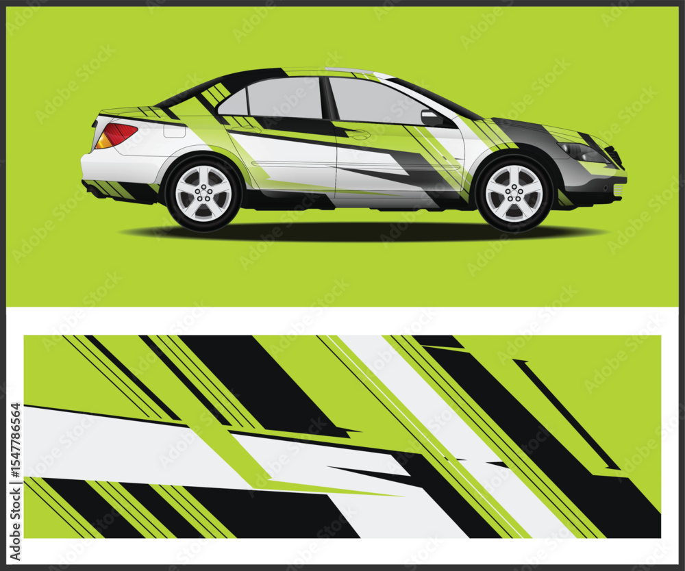 Obraz premium Abstract Lime Green and Black Car Wrap Design