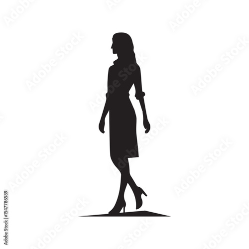 Business woman vector silhouette,profile,black color isolated on white background.vector illustration