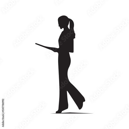 Business woman vector silhouette,profile,black color isolated on white background.vector illustration