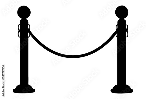 A velvet rope barrier full black silhouette vector illustration design