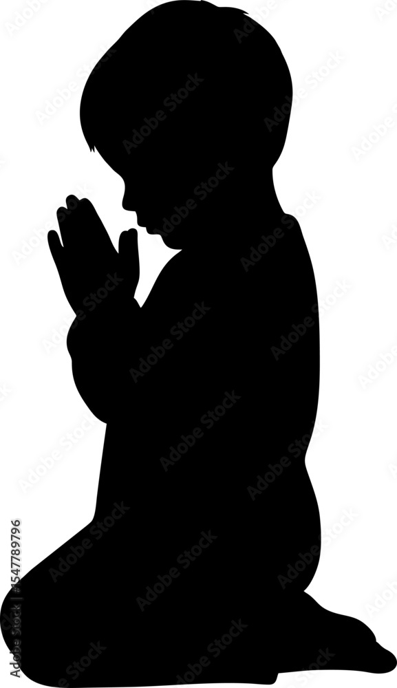 Child Praying Silhouette – Peaceful Faith and Reflection Vector Child Praying Silhouette – Peaceful Faith and Reflection Vector
