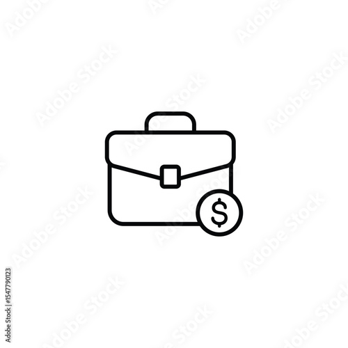 Simple icon depicting briefcase and dollar sign symbolizing financial portfolio.