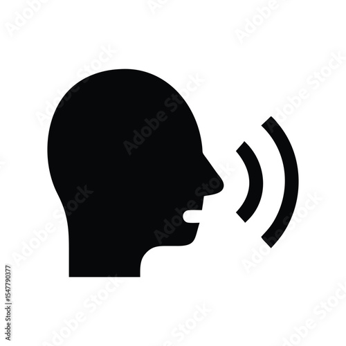 "Voice Speaking Icon with Sound Waves"