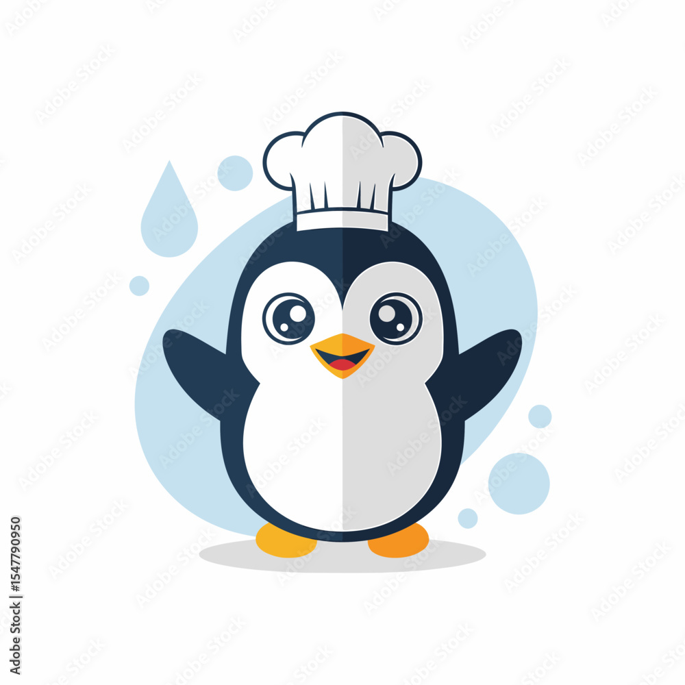 Obraz premium Cute Penguin Chef Illustration Whimsical Cartoon Character Design Elements