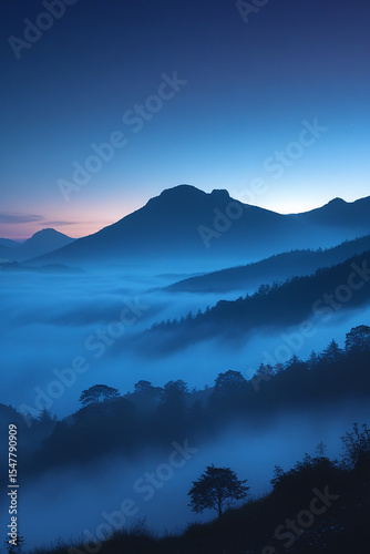 mountain landscape with fog
