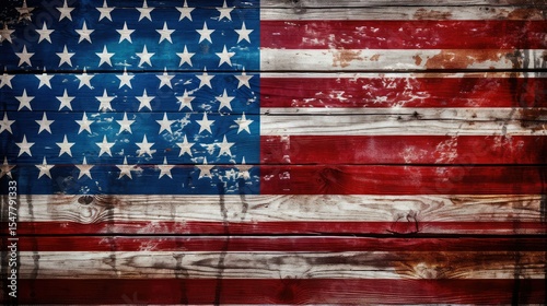 barn american flag wooden plank