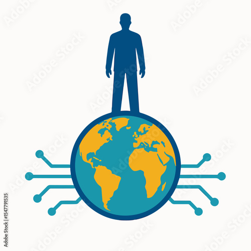 technology that discusses digital networks and future technology connectivity. vectors and silhouettes