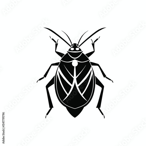 Black silhouette vector art of stink bug isolated on white background in Adobe Illustrator Artwork