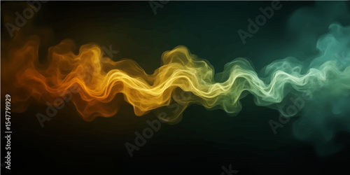 A blazing motion design and a dark, flaming background are produced by abstract patterns of yellow, blue, green, and smoke, and flames.