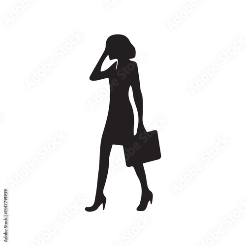 Business woman vector silhouette,profile,black color isolated on white background.vector illustration