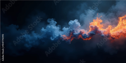 Abstract black light blue smoke and flame patterns create a dark, fiery background with a burning motion design.