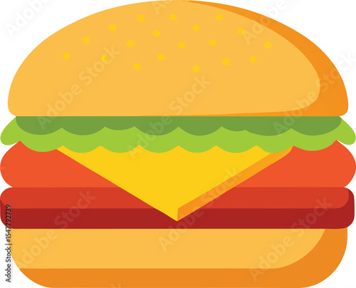 Flat Style Grilled Chicken Sandwich Variation 2 Vector Art