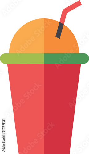 Flat Style Fruit Smoothie Cup Variation 2 Vector Art